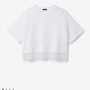 NWT ATM White Cropped T-Shirt with Lace Hem